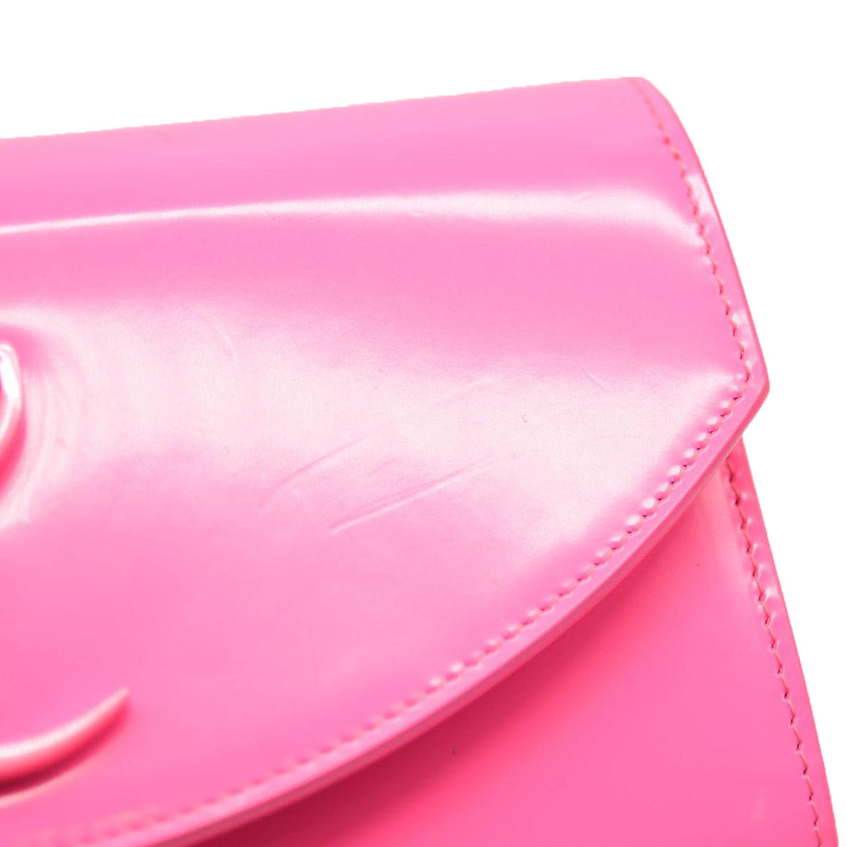 CHRISTIAN LOUBOUTIN LOUBI54 LEATHER WALLET ON A CHAIN FLUO PINK