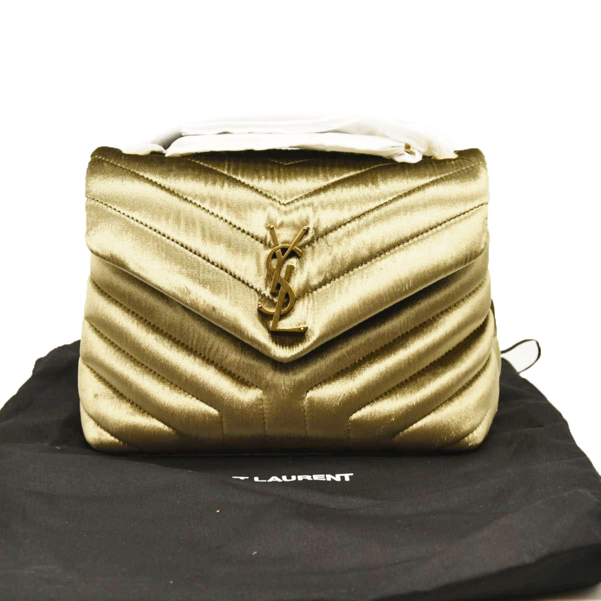 SAINT LAURENT Loulou Small Quilted Velvet Shoulder Bag