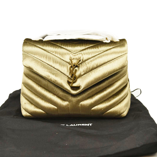 SAINT LAURENT Loulou Small Quilted Velvet Shoulder Bag