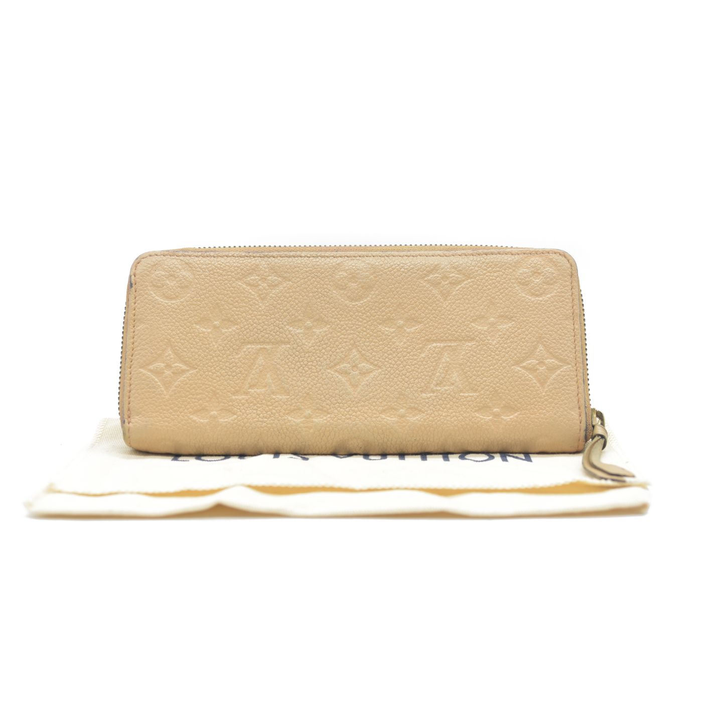 $840 2015 LOUIS VUITTON Monogram Empreinte Clemence Zippy Wallet SP0175