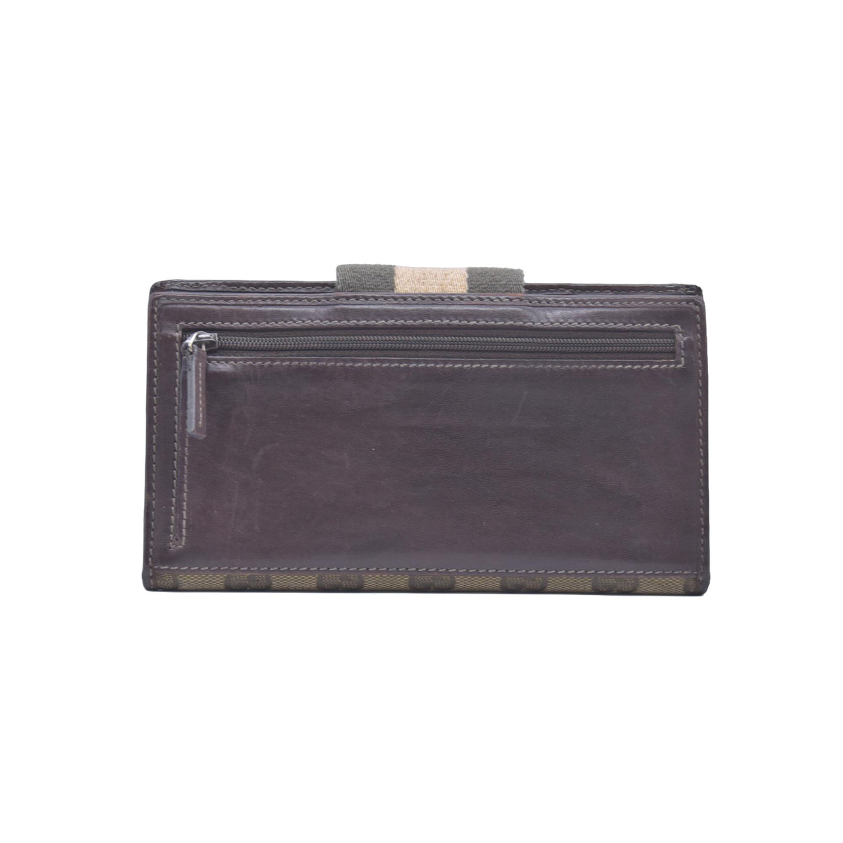 $595 Gucci Beige Green GG Canvas Web Continental Wallet CONSIGNMENT 10021150