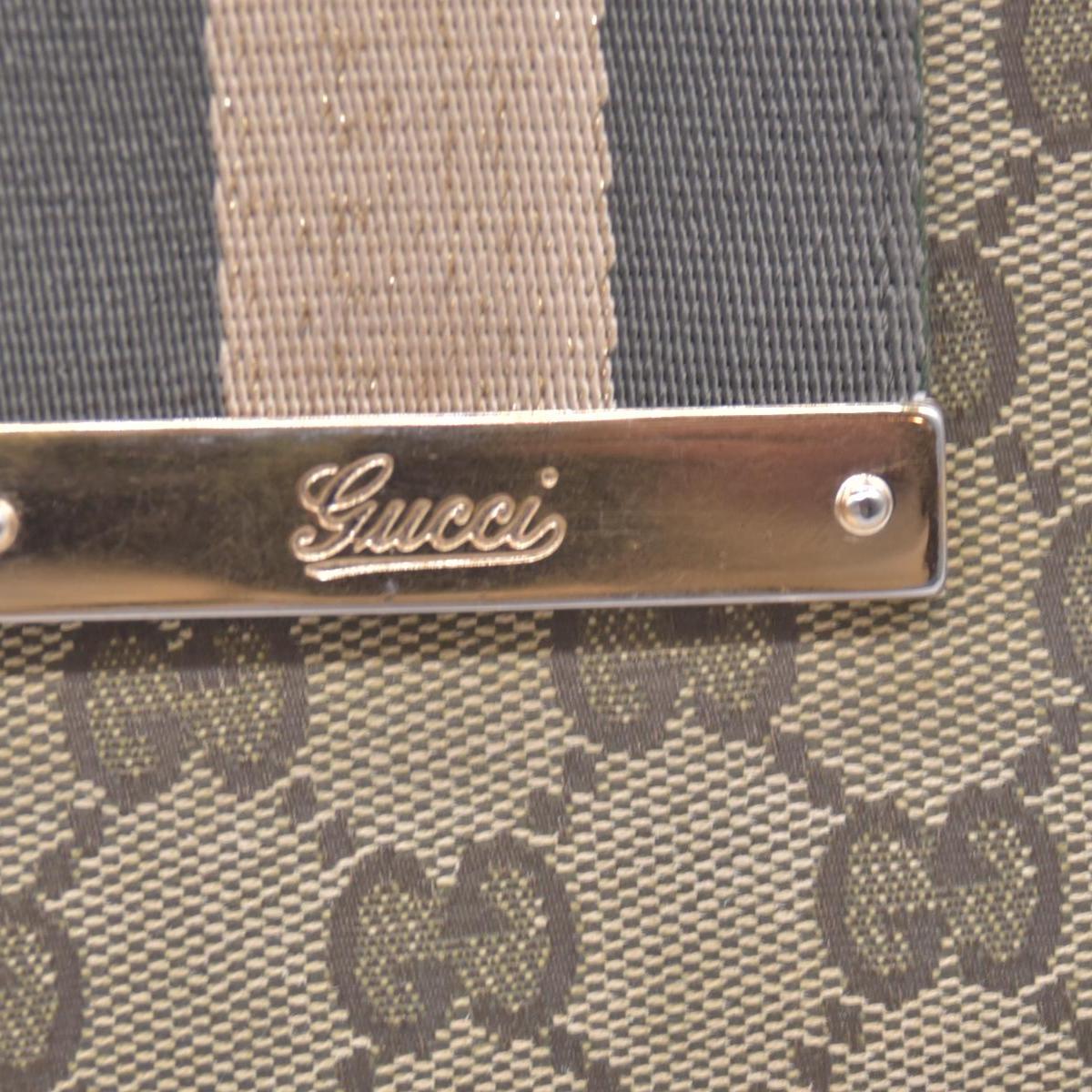 $595 Gucci Beige Green GG Canvas Web Continental Wallet CONSIGNMENT 10021150