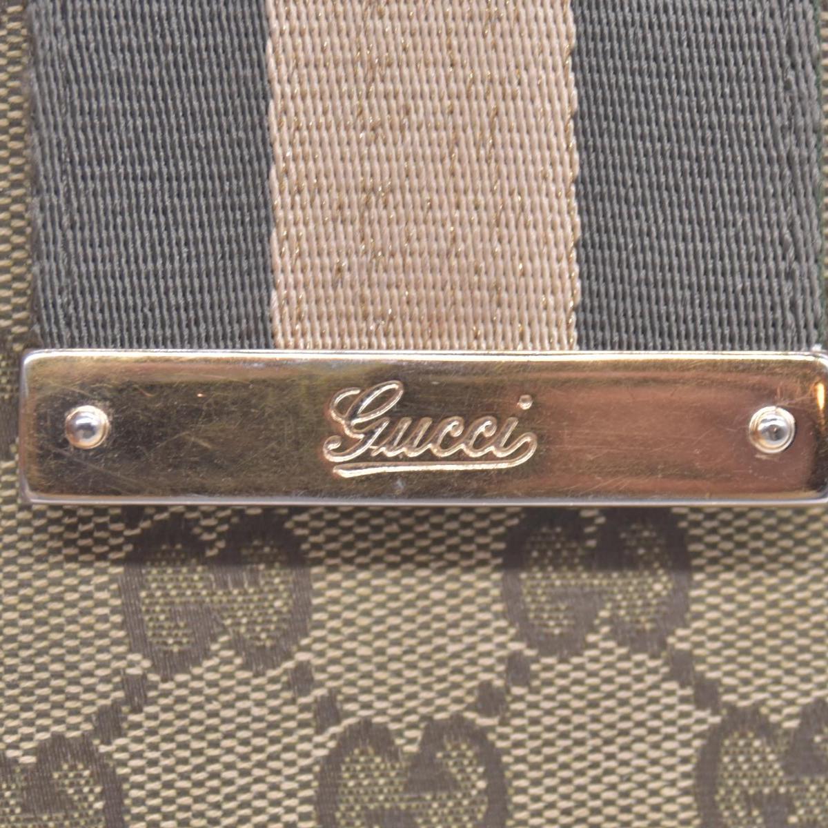 $595 Gucci Beige Green GG Canvas Web Continental Wallet CONSIGNMENT 10021150