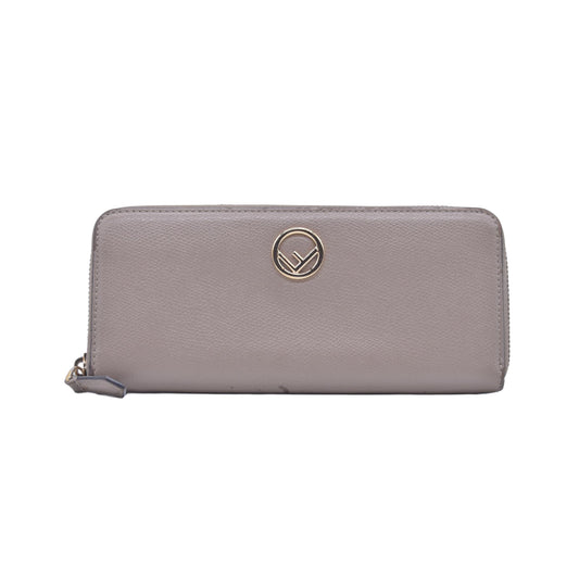 $760 Fendi Vitello Cruis Lucido Fendi Zip Around Wallet Tortora CONSIGNMENT