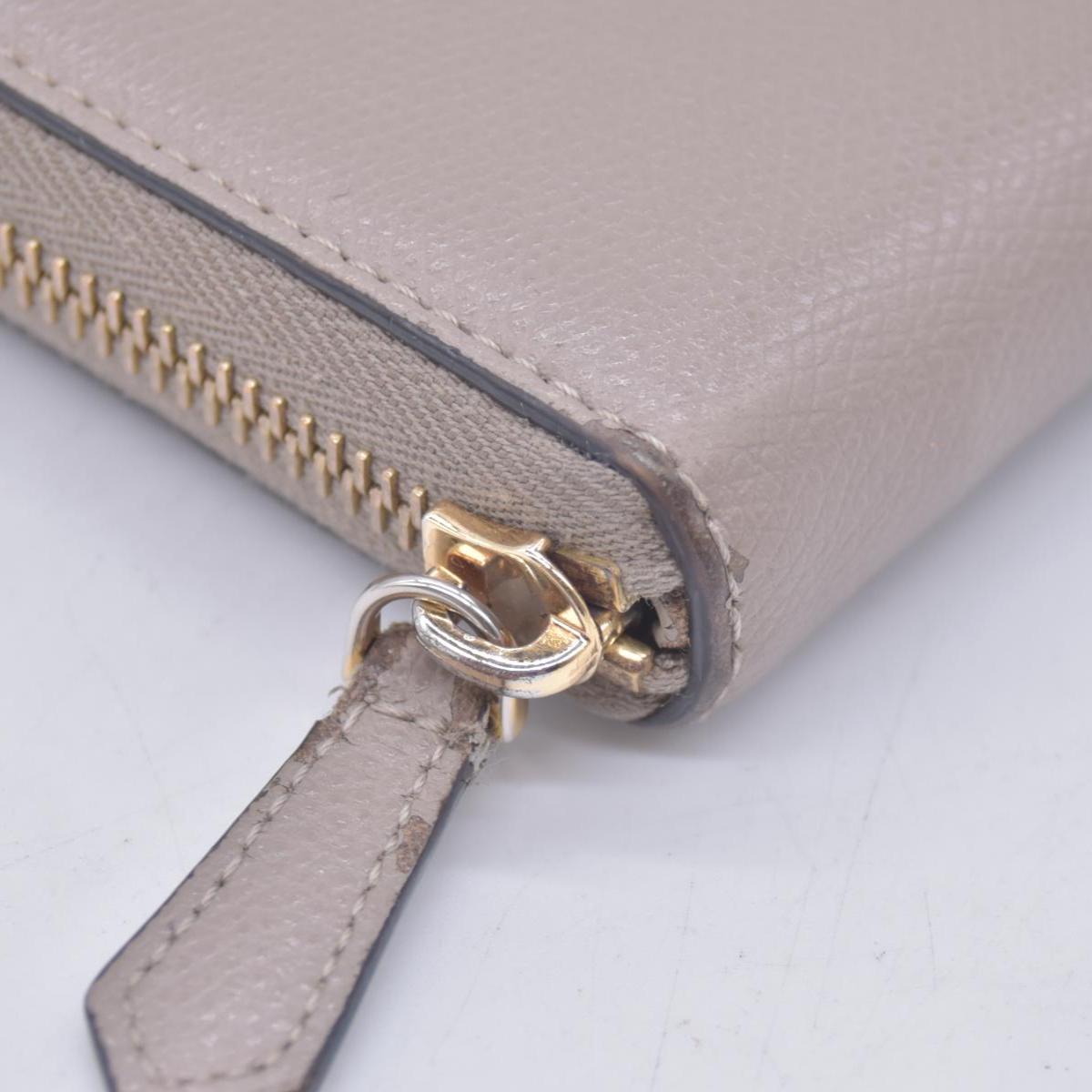 $760 Fendi Vitello Cruis Lucido Fendi Zip Around Wallet Tortora CONSIGNMENT 10021151