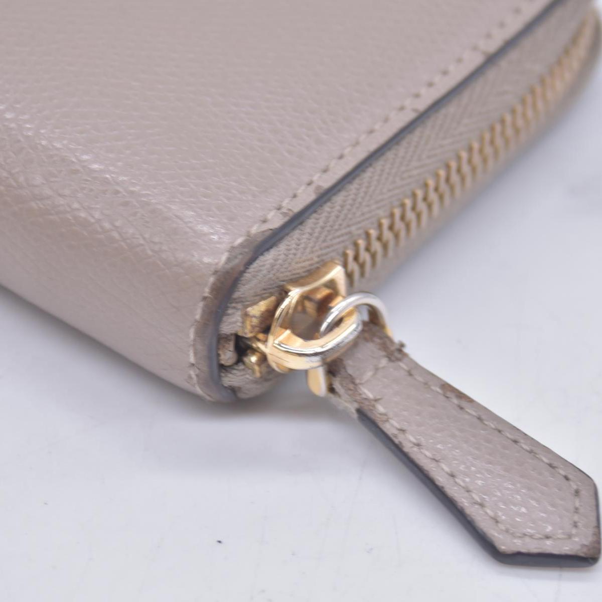 $760 Fendi Vitello Cruis Lucido Fendi Zip Around Wallet Tortora CONSIGNMENT 10021151