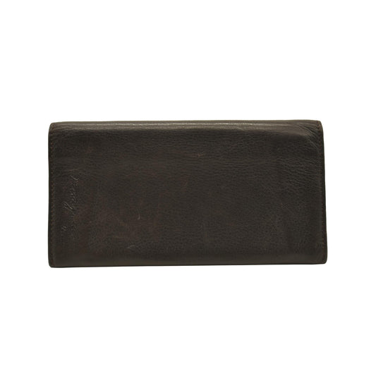 Salvatore Ferragamo Leather Long Bifold Wallet Brown