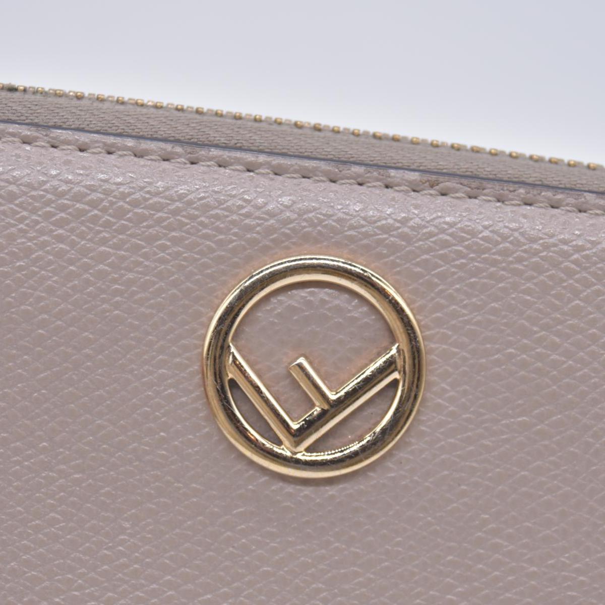 $760 Fendi Vitello Cruis Lucido Fendi Zip Around Wallet Tortora CONSIGNMENT 10021151