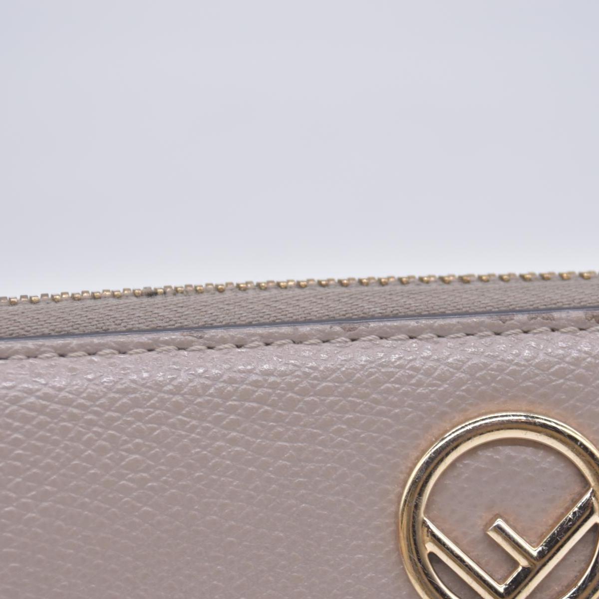 $760 Fendi Vitello Cruis Lucido Fendi Zip Around Wallet Tortora CONSIGNMENT 10021151