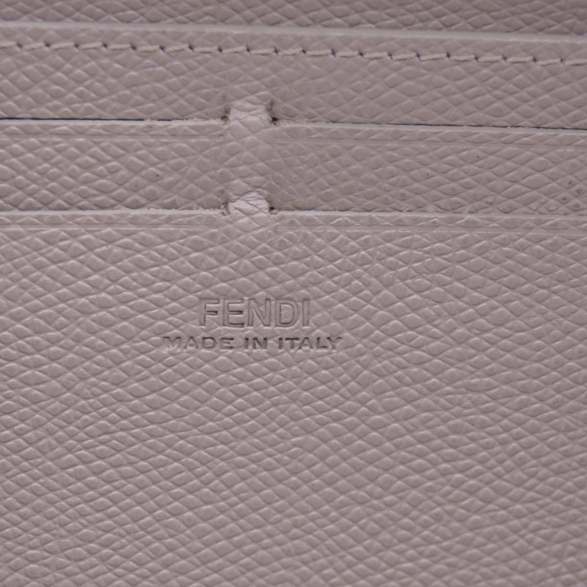 $760 Fendi Vitello Cruis Lucido Fendi Zip Around Wallet Tortora CONSIGNMENT 10021151