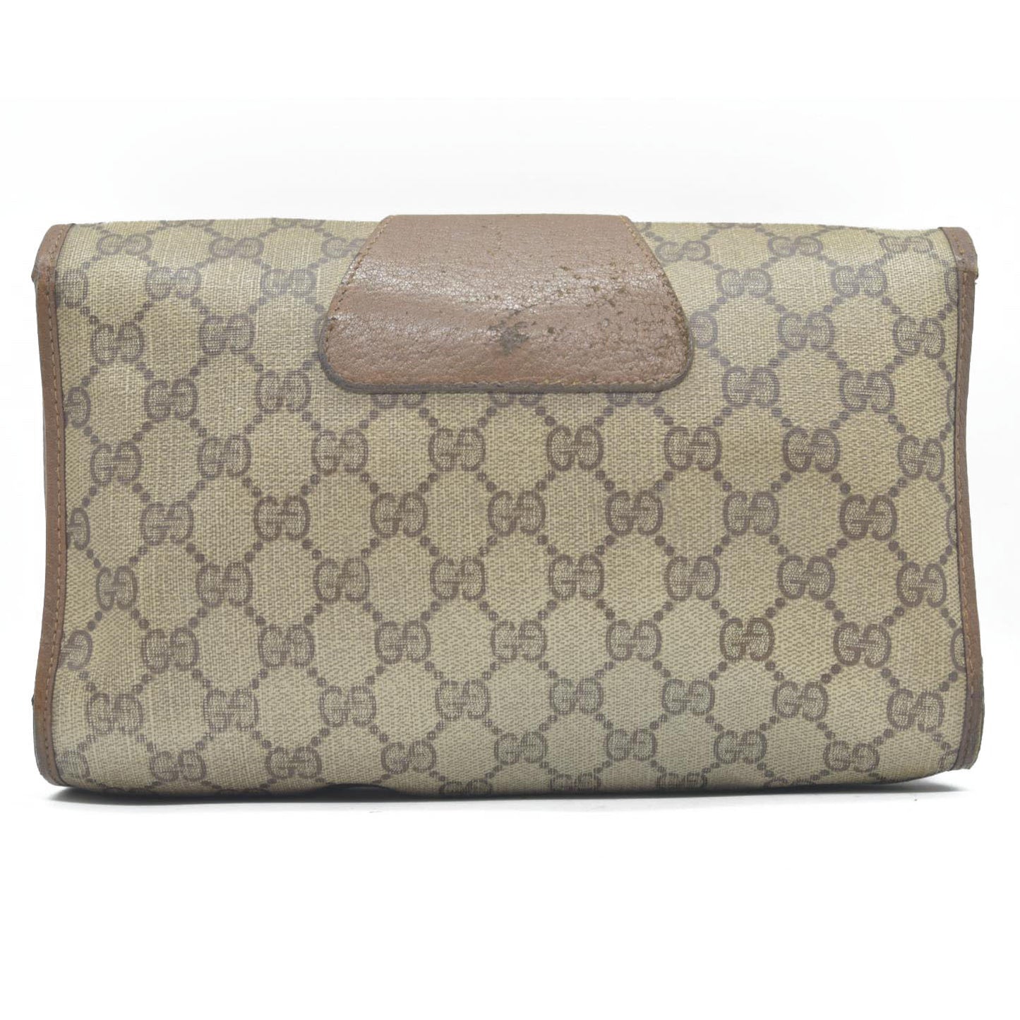 $880 Gucci GG Sherry Line PVC Leather Pouch Clutch Bag