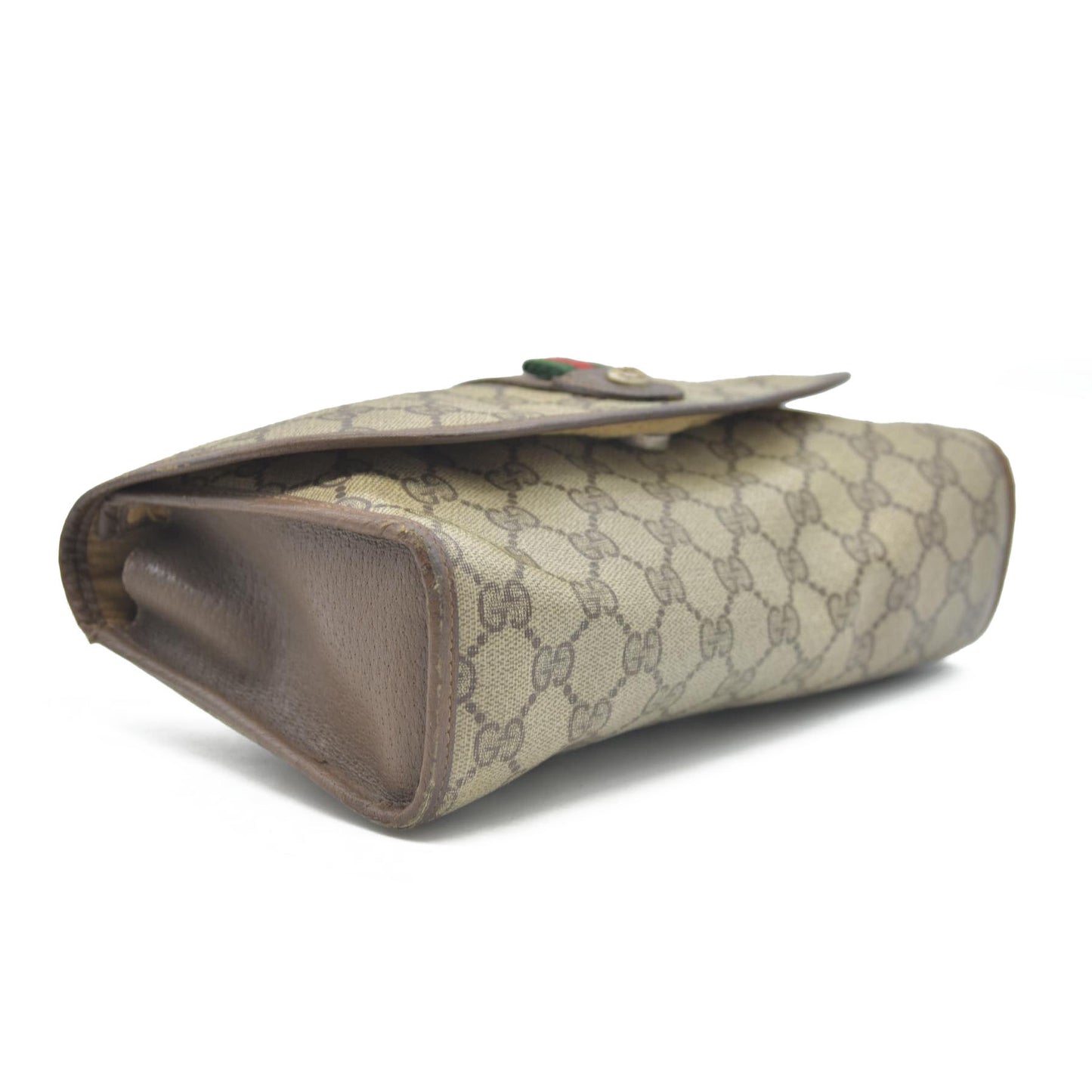 $880 Gucci GG Sherry Line PVC Leather Pouch Clutch Bag