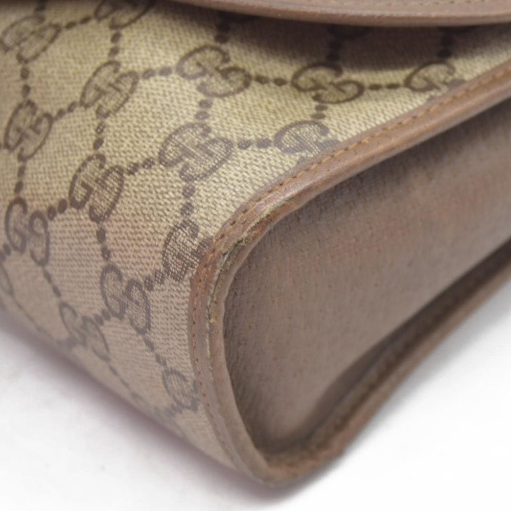 $880 Gucci GG Sherry Line PVC Leather Pouch Clutch Bag