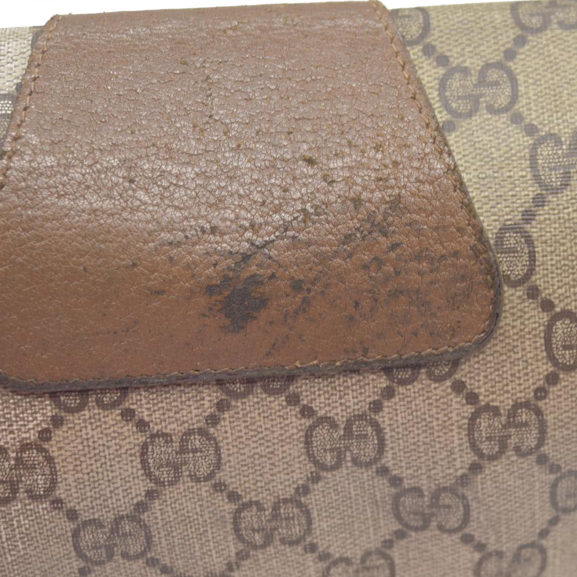 $880 Gucci GG Sherry Line PVC Leather Pouch Clutch Bag