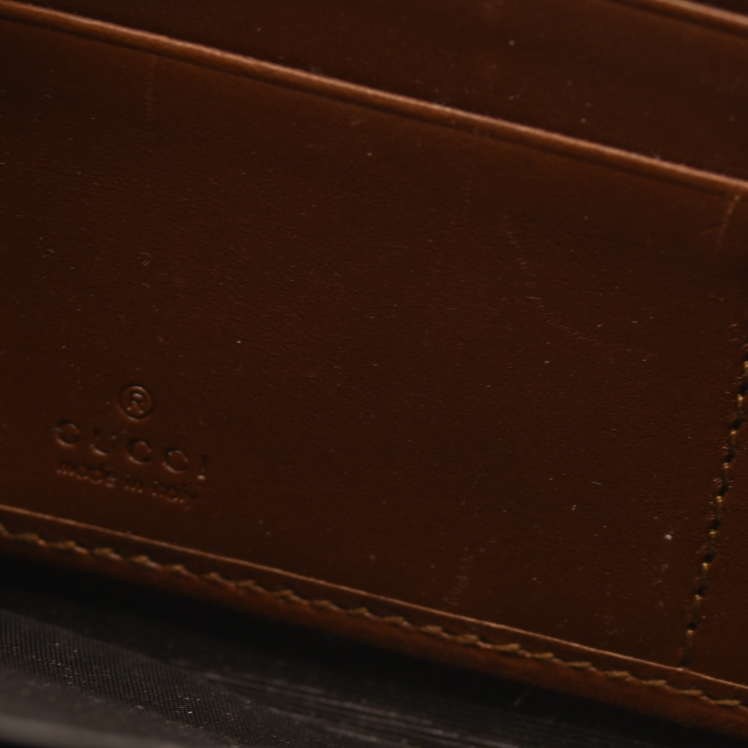 Gucci  GG Supreme Monogram Cuoio Toscano Zip Around Wallet Beige Ebony Cuir