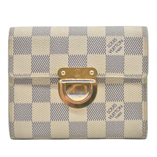 Louis Vuitton Damier Azur Porte Feiulle Koala Trifold Wallet White TH4059