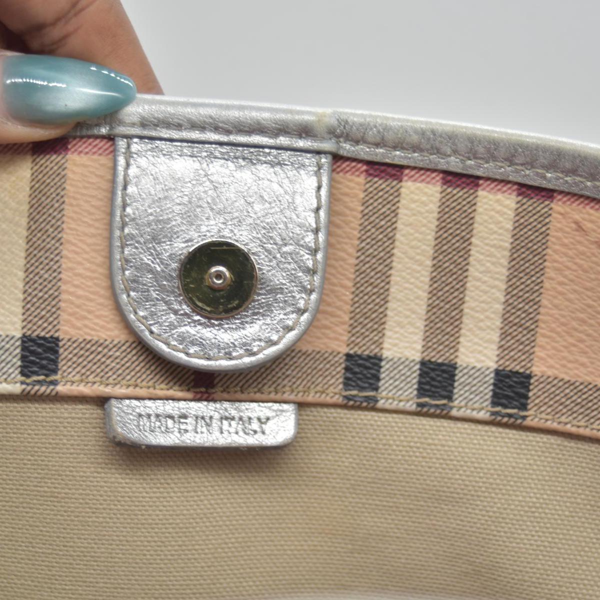 $895 Burberry Haymarket Check Small Canterbury Tote Silver