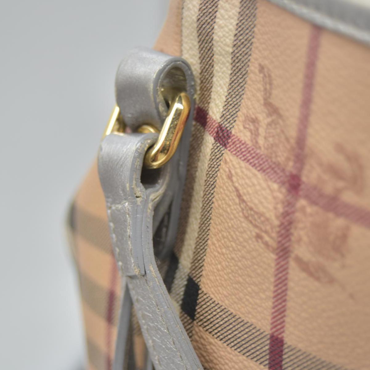 $895 Burberry Haymarket Check Small Canterbury Tote Silver
