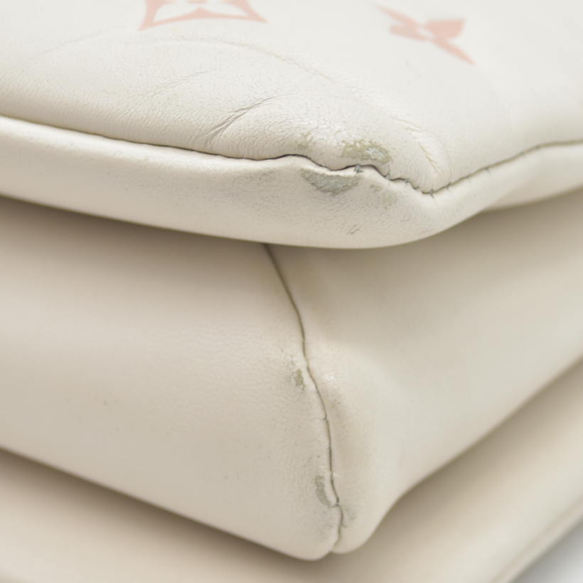 $5100 Louis Vuitton Lambskin Embossed Monogram Coussin PM Natural Creme 2023