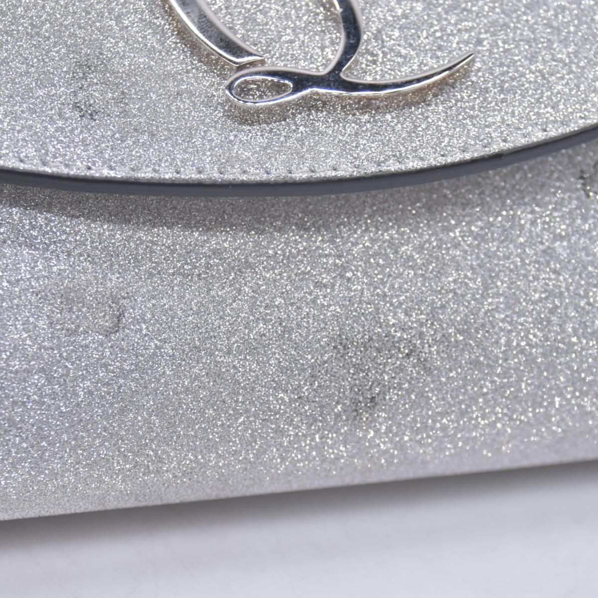 $1190 Christian Louboutin Glitter Calfskin Loubi54 Crossbody Clutch Silver 10021112