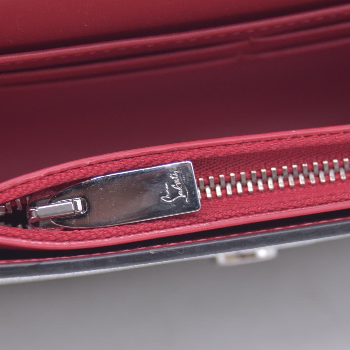 $1190 Christian Louboutin Glitter Calfskin Loubi54 Crossbody Clutch Silver 10021112