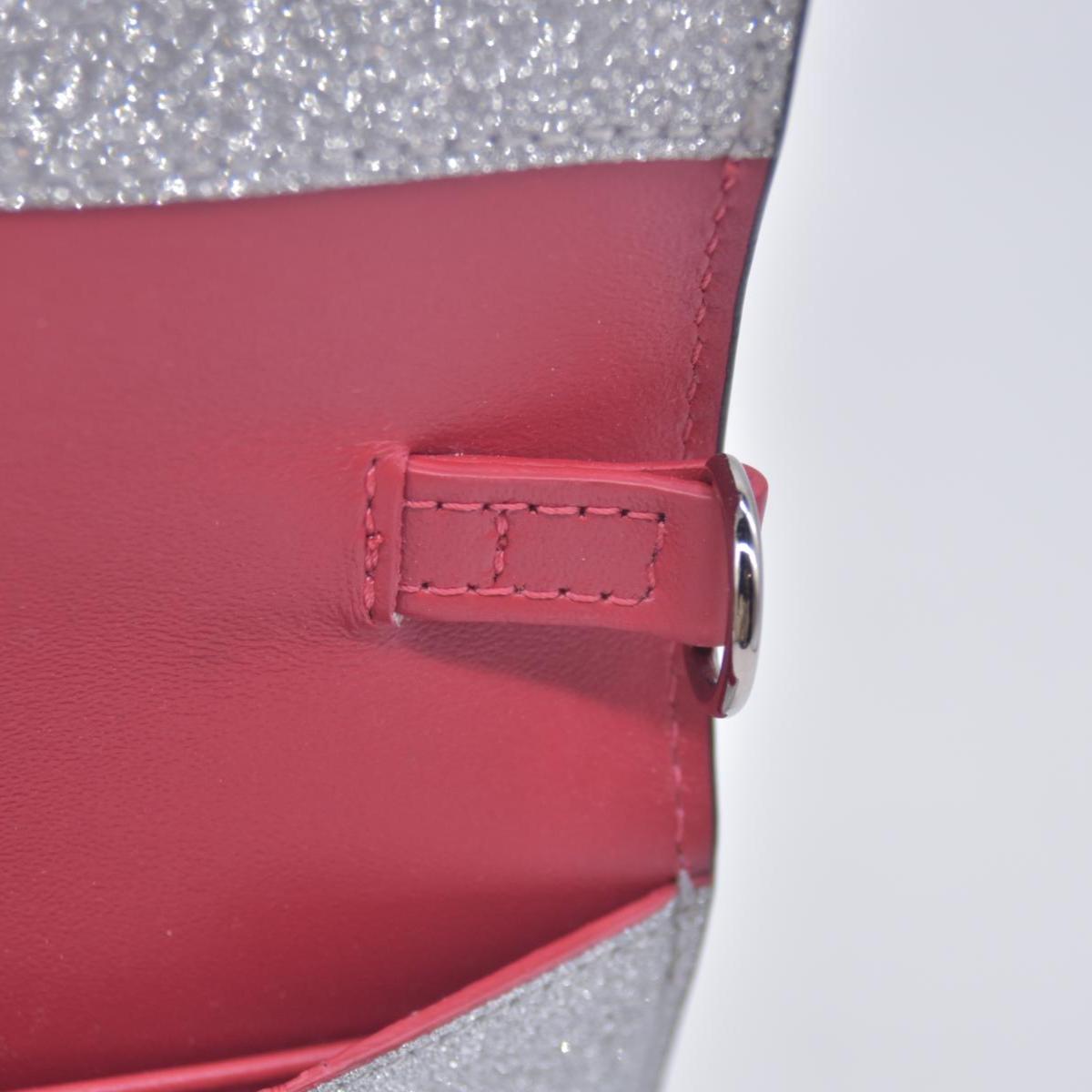 $1190 Christian Louboutin Glitter Calfskin Loubi54 Crossbody Clutch Silver 10021112