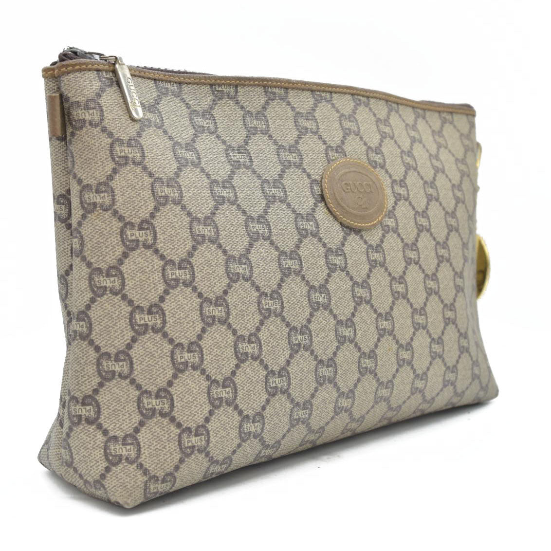 $1100 Gucci GG Gucci Plus PVC Leather Pouch Clutch Bag