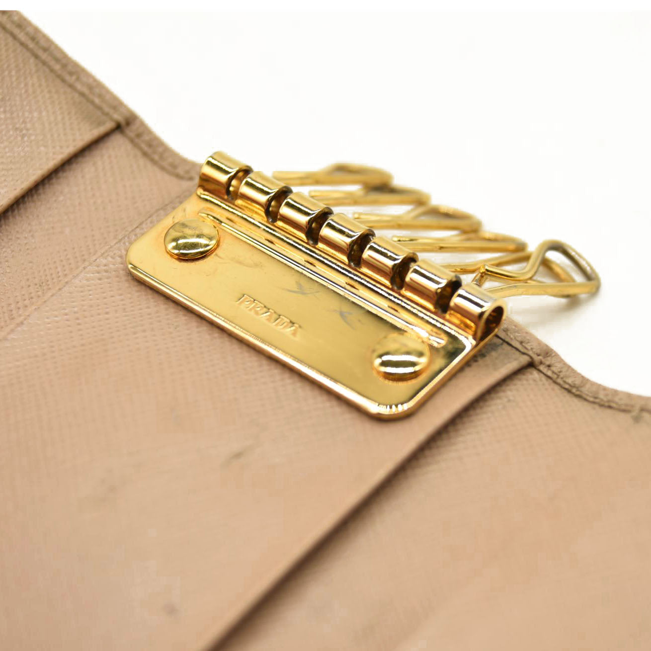Prada  Saffiano 4 Key Holder Beige