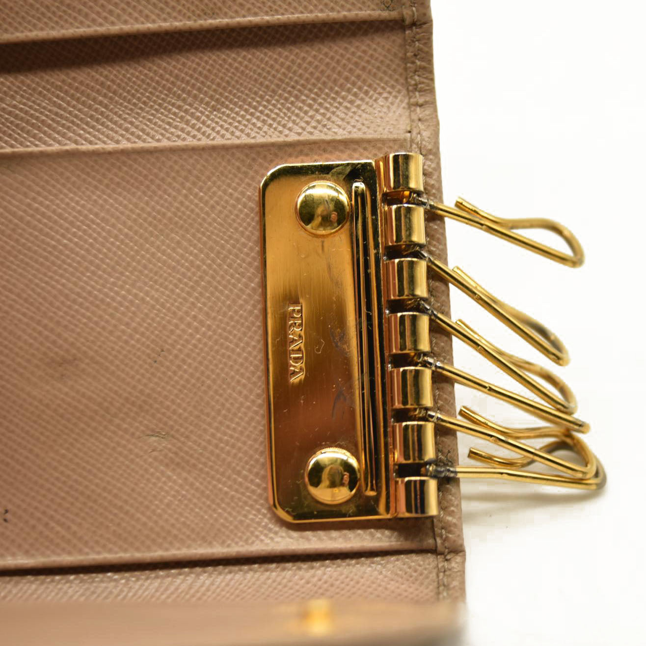 Prada  Saffiano 4 Key Holder Beige