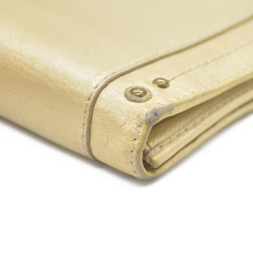 Chloe Paddington Leather Long Bifold Wallet Gold