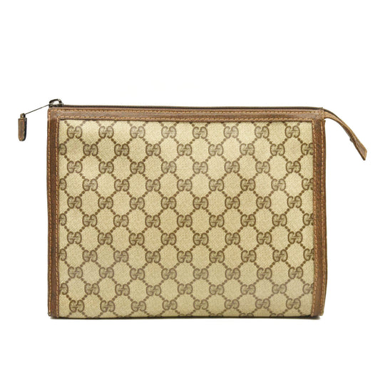 Vintage GUCCI GG Logo PVC Clutch Bag Beige