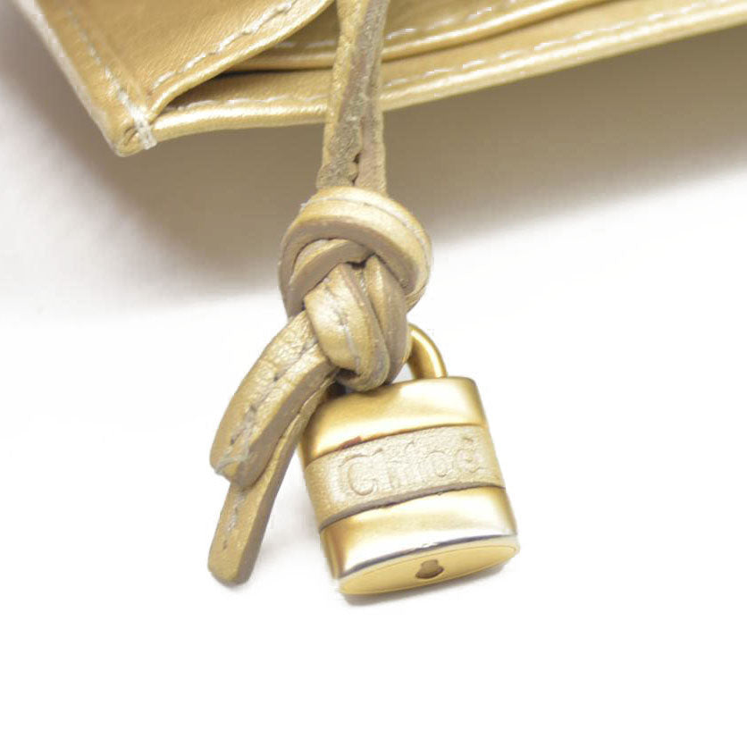 Chloe Paddington Leather Long Bifold Wallet Gold