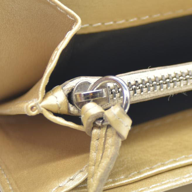 Chloe Paddington Leather Long Bifold Wallet Gold