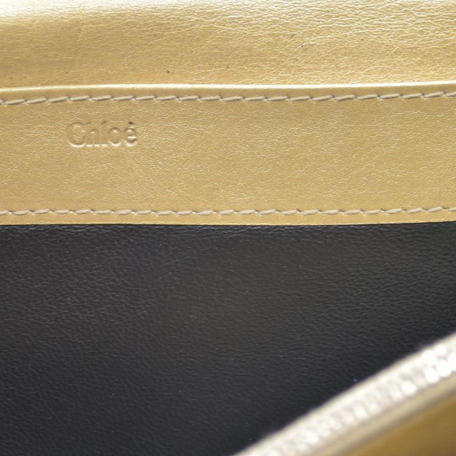 Chloe Paddington Leather Long Bifold Wallet Gold