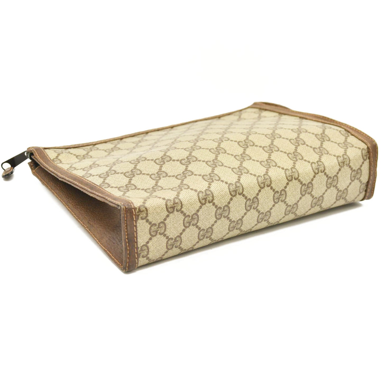 Vintage GUCCI GG Logo PVC Clutch Bag Beige