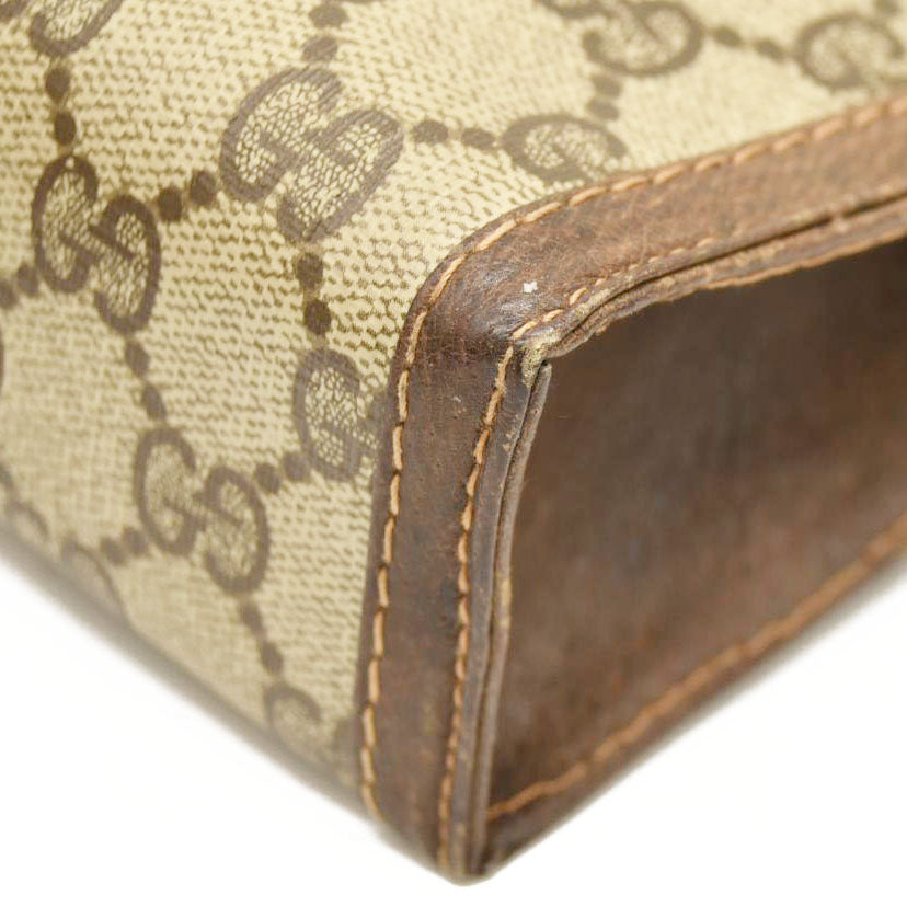 Vintage GUCCI GG Logo PVC Clutch Bag Beige