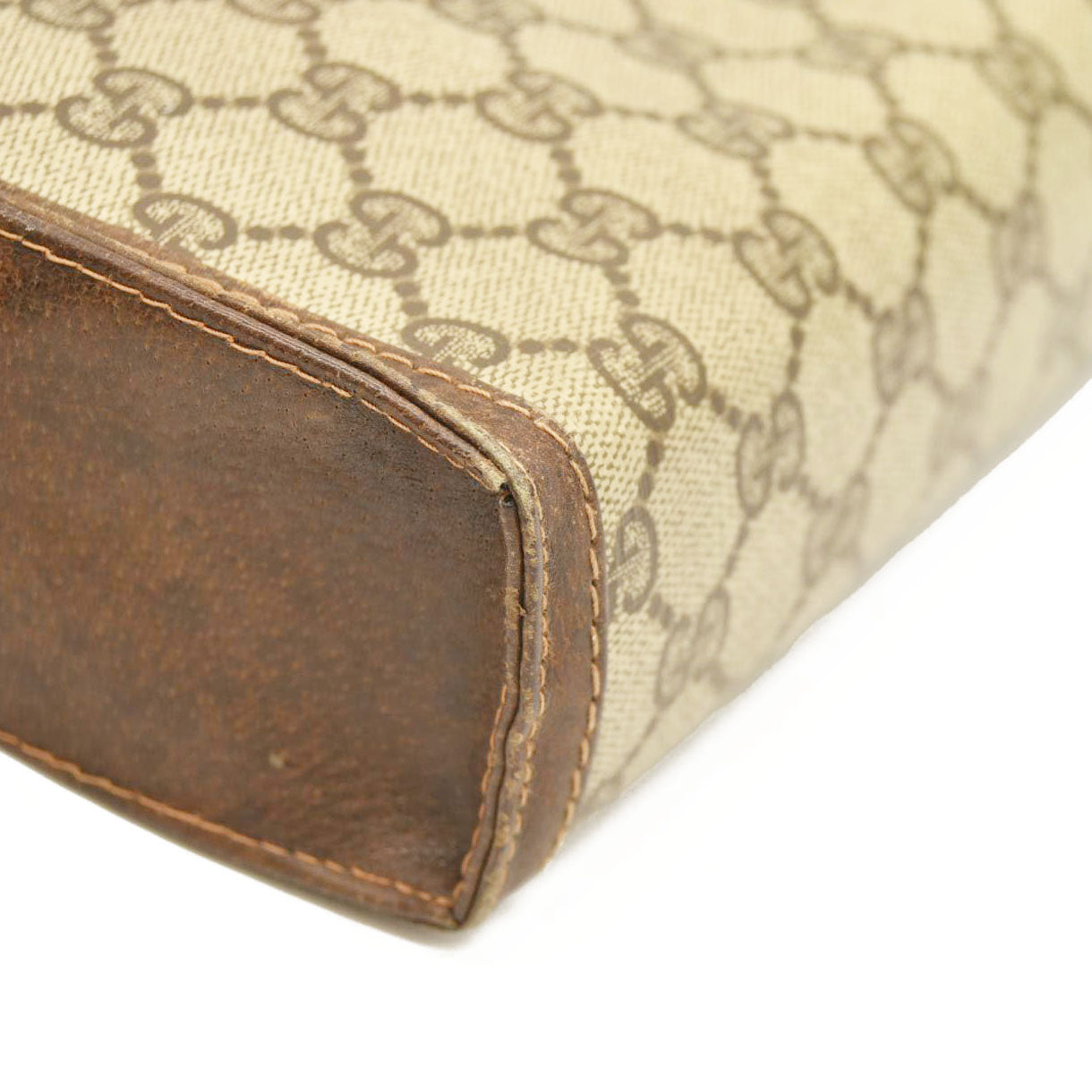 Vintage GUCCI GG Logo PVC Clutch Bag Beige