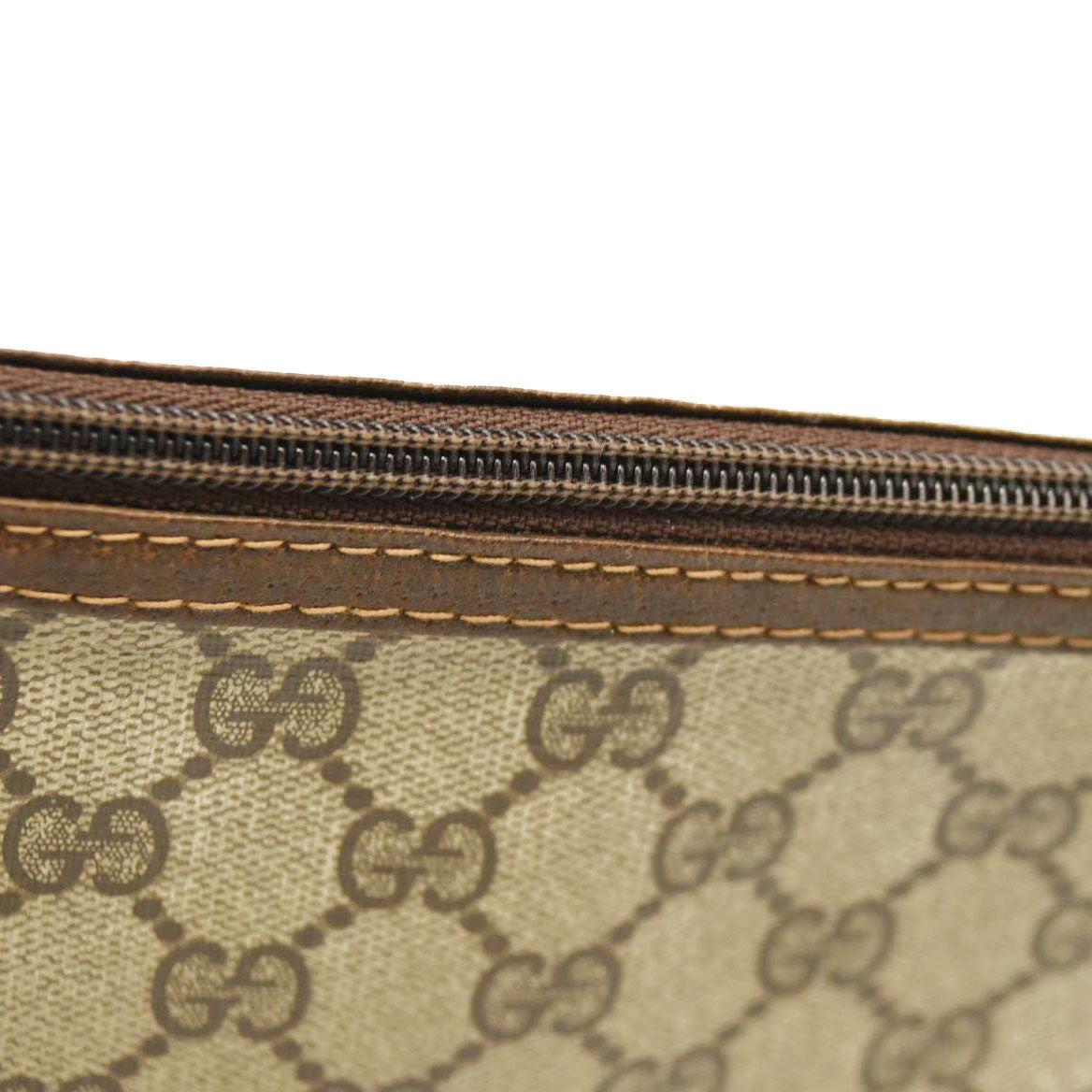 Vintage GUCCI GG Logo PVC Clutch Bag Beige