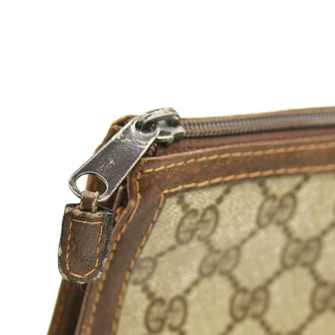 Vintage GUCCI GG Logo PVC Clutch Bag Beige