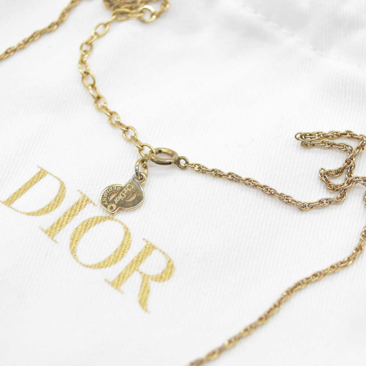 $410 Dior Gold Plated Open Heart Necklace Vintage
