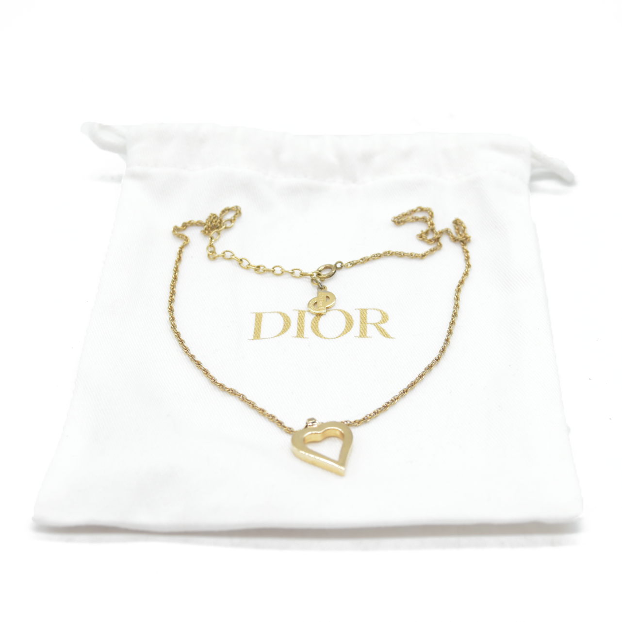 $410 Dior Gold Plated Open Heart Necklace Vintage