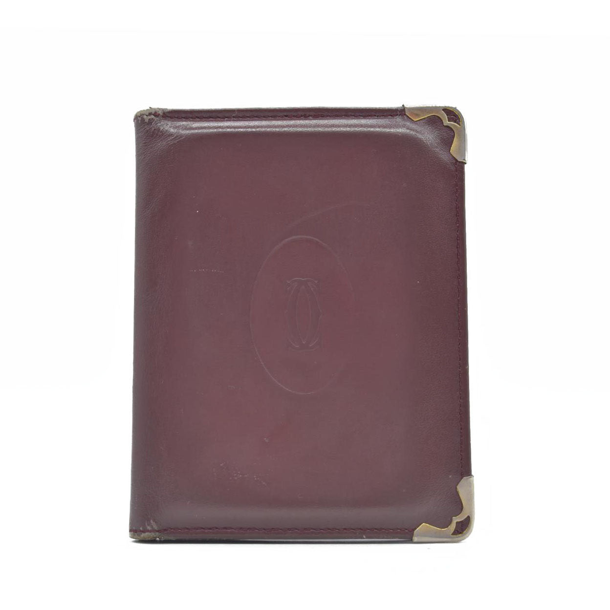 $580 Must de Cartier Leather Bifold Wallet Bordeaux
