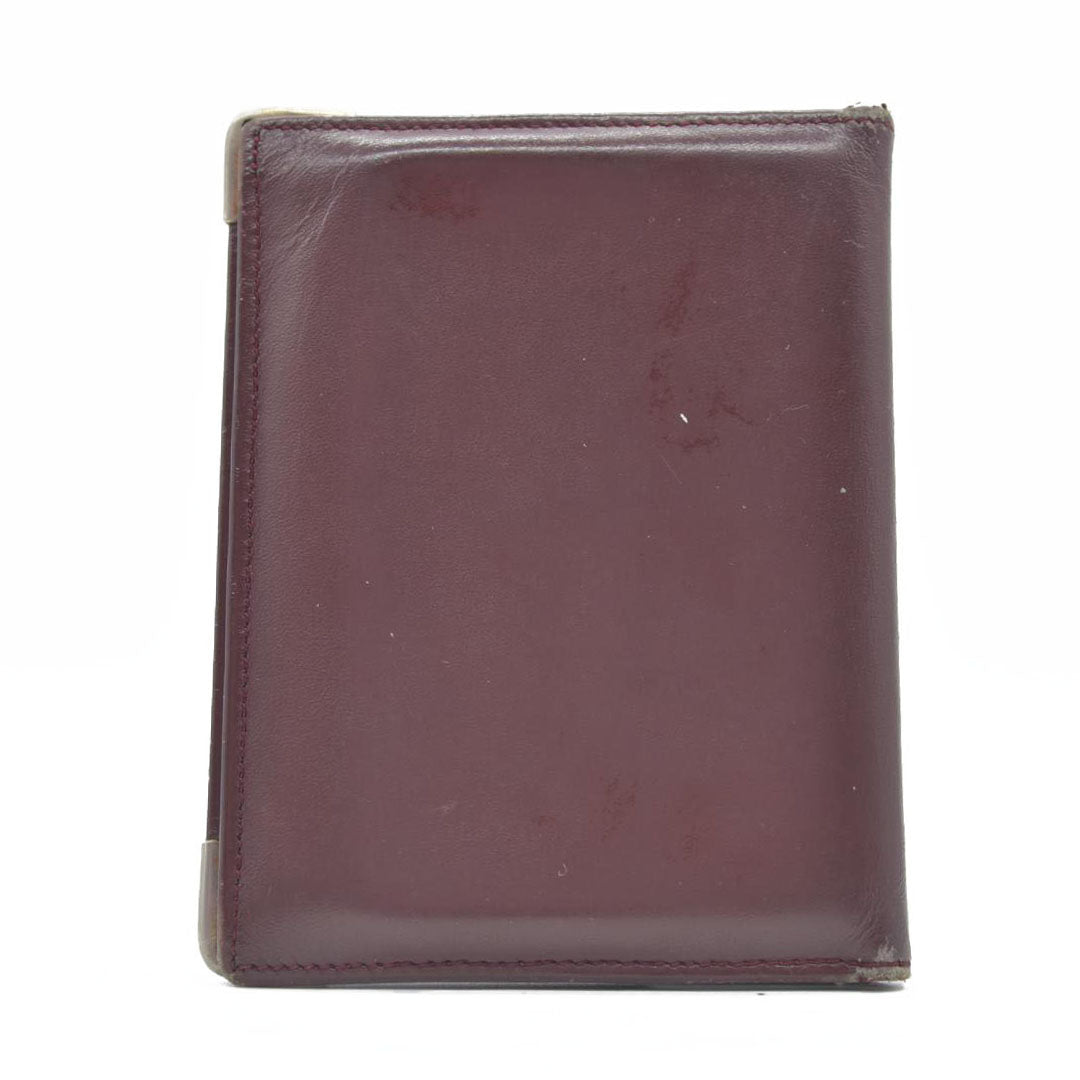 $580 Must de Cartier Leather Bifold Wallet Bordeaux
