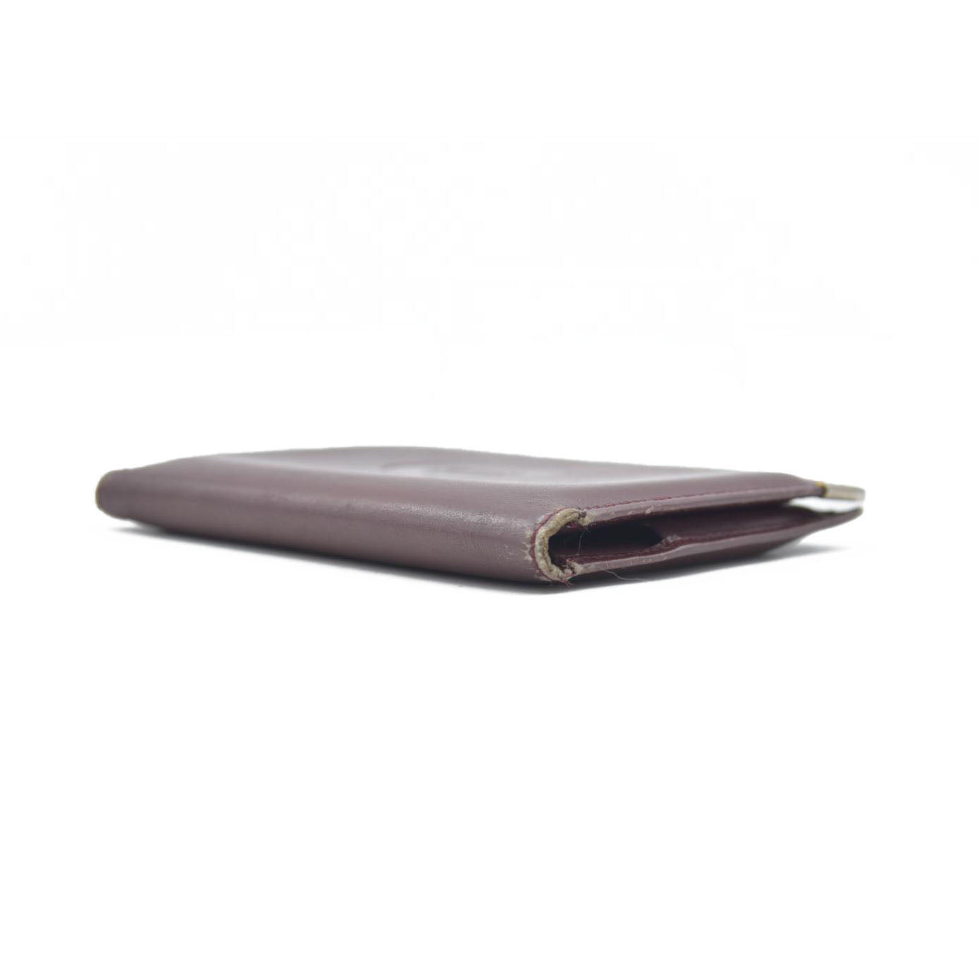 $580 Must de Cartier Leather Bifold Wallet Bordeaux