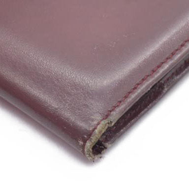 $580 Must de Cartier Leather Bifold Wallet Bordeaux
