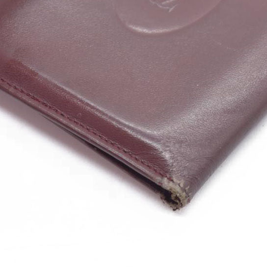 $580 Must de Cartier Leather Bifold Wallet Bordeaux