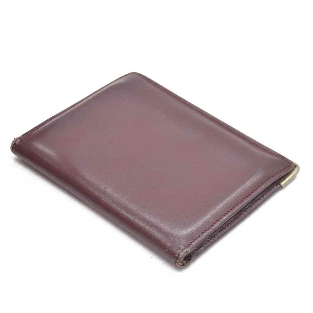 $580 Must de Cartier Leather Bifold Wallet Bordeaux