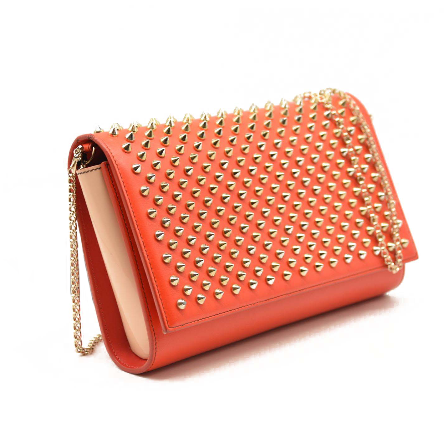 CHRISTIAN LOUBOUTIN Calfskin Spikes Paloma Clutch Red