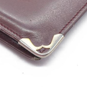 $580 Must de Cartier Leather Bifold Wallet Bordeaux