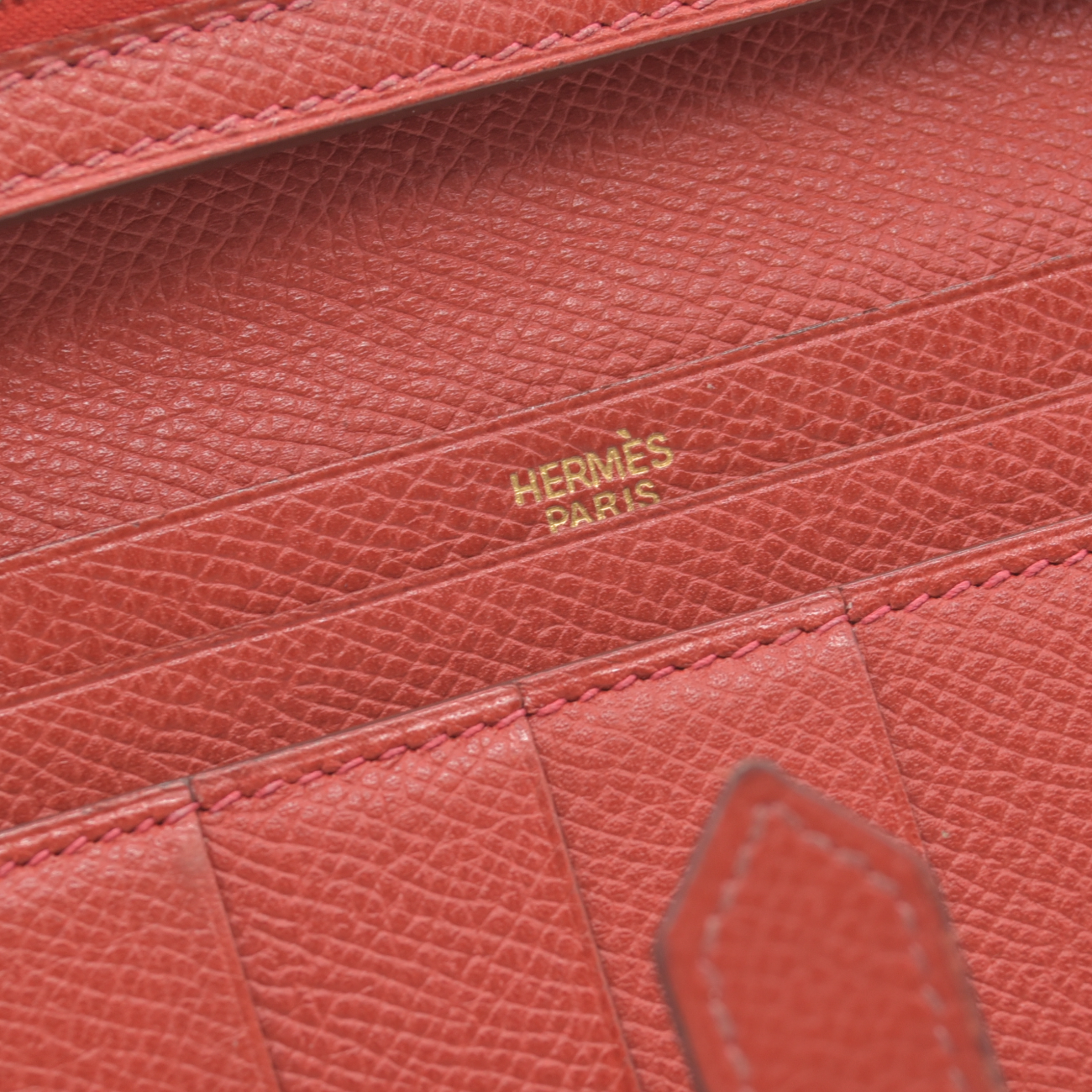 $4100 Hermes Epsom Bearn Gusset Wallet Rouge
